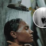 Donna che fa la doccia e, in evidenza, la famosa scena del film Psycho